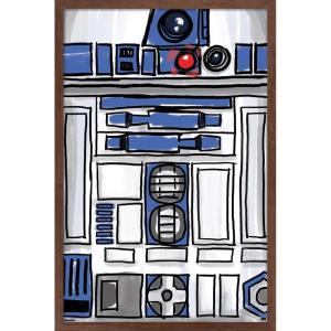 image:imageStar Wars Kids Sketch  R2D2 Character Illustration Wall Poster 34L x 224W Premium Unframed VersionMahogany Framed Version
