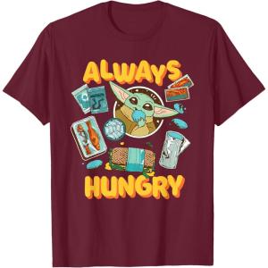 image:imageStar Wars The Mandalorian and Grogu Always Hungry Snacks TShirtBurgundy