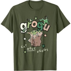 image:imageStar Wars The Mandalorian and Grogu Eat More Frogs Sketch TShirtOlive Green