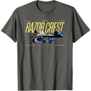 image:imageStar Wars The Mandalorian and Grogu Razor Crest Ship Vintage TShirtAsphalt Grey