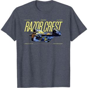 image:imageStar Wars The Mandalorian and Grogu Razor Crest Ship Vintage TShirtHeather Blue