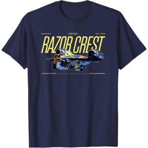 image:imageStar Wars The Mandalorian and Grogu Razor Crest Ship Vintage TShirtNavy Blue