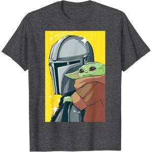 image:imageThe Mandalorian And Grogu Comic Art Style Side Portraits TShirtDark Heather Grey