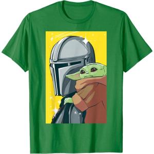 image:imageThe Mandalorian And Grogu Comic Art Style Side Portraits TShirtKelly Green