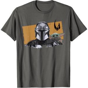 image:imageThe Mandalorian And Grogu Watercolor Duo Mudhorn Clan Of Two TShirtAsphalt Grey
