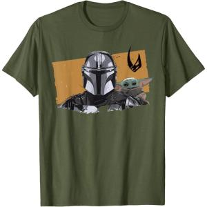 image:imageThe Mandalorian And Grogu Watercolor Duo Mudhorn Clan Of Two TShirtOlive Green