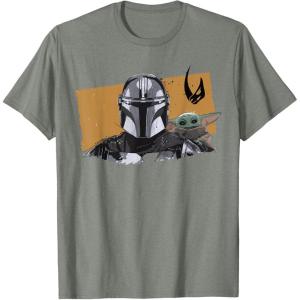 image:imageThe Mandalorian And Grogu Watercolor Duo Mudhorn Clan Of Two TShirtOlive Heather
