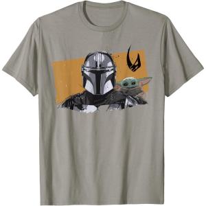 image:imageThe Mandalorian And Grogu Watercolor Duo Mudhorn Clan Of Two TShirtSlate Grey