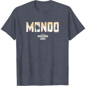 image:imageThe Mandalorian and Grogu  Bold Mando Silhouette TShirtHeather Blue