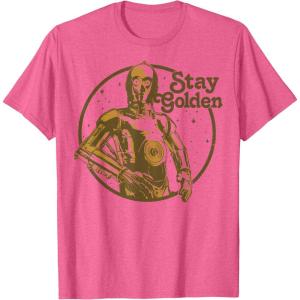 image:imageStar Wars C3PO Golden Star TShirtPink Heather