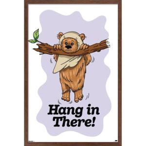 image:imageStar Wars Classic Humor  Ewok Hang In There Wall Poster 34L x 224W Premium Unframed VersionMahogany Framed Version