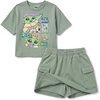 image:imageSTAR WARS The Mandalorian Grogu Girls Cropped TShirt amp French Terry Skirt Outfit Set Toddler to Big Kid Sizes 4T  1416Sage Green