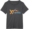 image:imageStar Wars Racing XWing Colorful Retro Big Chest Text Logo TShirtDark Heather Grey