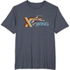 image:imageStar Wars Racing XWing Colorful Retro Big Chest Text Logo TShirtHeather Blue