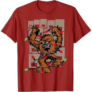 image:imageStar Wars A New Hope Chewbacca Christmas Lights Wookiee TShirtCranberry Red
