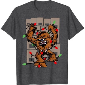 image:imageStar Wars A New Hope Chewbacca Christmas Lights Wookiee TShirtDark Heather Grey