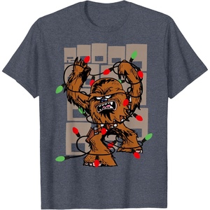image:imageStar Wars A New Hope Chewbacca Christmas Lights Wookiee TShirtHeather Blue