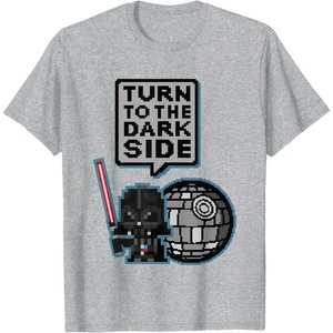image:imageStar Wars Darth Vader Turn To The Dark Side Pixel Art Logo TShirtHeather Grey