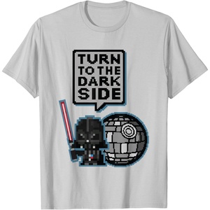 image:imageStar Wars Darth Vader Turn To The Dark Side Pixel Art Logo TShirtSilver Grey