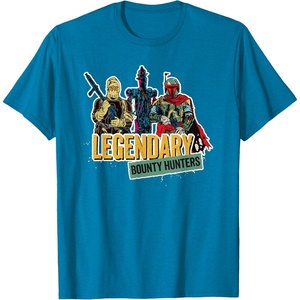 image:imageStar Wars Legendary Bounty Hunters Boba Fett IG88 Dengar TShirtSapphire Blue