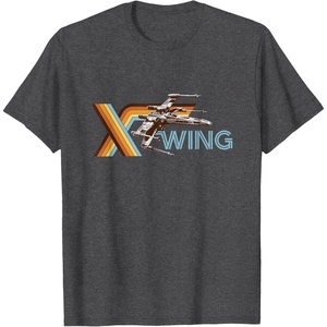 image:imageStar Wars Racing XWing Colorful Retro Big Chest Text Logo TShirtDark Heather Grey
