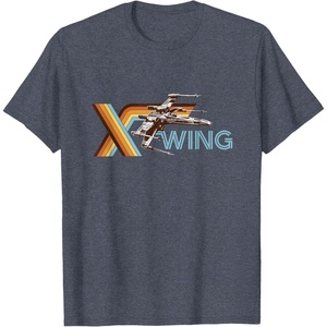 image:imageStar Wars Racing XWing Colorful Retro Big Chest Text Logo TShirtHeather Blue