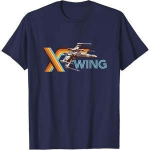 image:imageStar Wars Racing XWing Colorful Retro Big Chest Text Logo TShirtNavy Blue