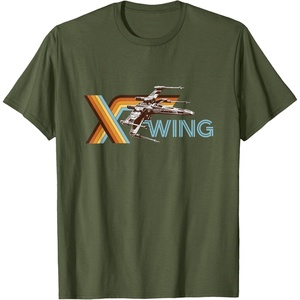 image:imageStar Wars Racing XWing Colorful Retro Big Chest Text Logo TShirtOlive Green