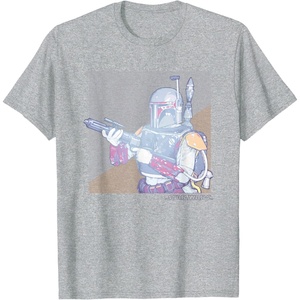 image:imageStar Wars The Empire Strikes Back Retro Pastel Boba Fett TShirtHeather Grey