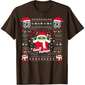 image:imageStar Wars The Mandalorian Grogu Small Packages Christmas TShirtBrown