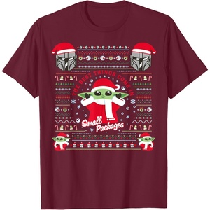 image:imageStar Wars The Mandalorian Grogu Small Packages Christmas TShirtBurgundy