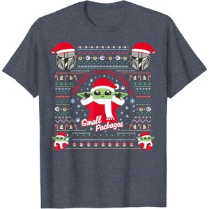 image:imageStar Wars The Mandalorian Grogu Small Packages Christmas TShirtHeather Blue