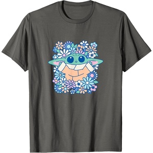 image:imageThe Mandalorian  Grogu  Pastel Flowers TShirtAsphalt Grey
