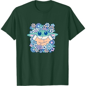 image:imageThe Mandalorian  Grogu  Pastel Flowers TShirtDark Green