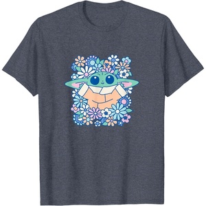 image:imageThe Mandalorian  Grogu  Pastel Flowers TShirtHeather Blue