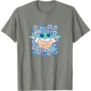 image:imageThe Mandalorian  Grogu  Pastel Flowers TShirtOlive Heather