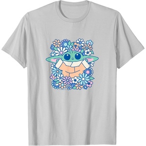image:imageThe Mandalorian  Grogu  Pastel Flowers TShirtSilver Grey