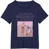 image:imageStar Wars Distressed Neon Pink C3PO amp R2D2 Panel TShirtNavy Blue
