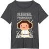 image:imageStar Wars Iconic Rebel Princess Leia Pixel Art Chibi Logo TShirtDark Heather Grey