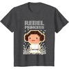 image:imageStar Wars Iconic Rebel Princess Leia Pixel Art Chibi Logo TShirtDark Heather Grey