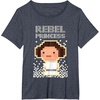 image:imageStar Wars Iconic Rebel Princess Leia Pixel Art Chibi Logo TShirtHeather Blue