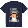 image:imageStar Wars Iconic Rebel Princess Leia Pixel Art Chibi Logo TShirtNavy Blue