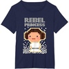 image:imageStar Wars Iconic Rebel Princess Leia Pixel Art Chibi Logo TShirtNavy Blue