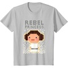 image:imageStar Wars Iconic Rebel Princess Leia Pixel Art Chibi Logo TShirtSilver Grey