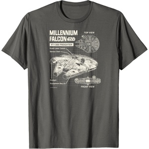 image:imageStar Wars  Millennium Falcon Schematic TShirtAsphalt Grey