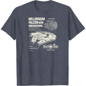 image:imageStar Wars  Millennium Falcon Schematic TShirtHeather Blue