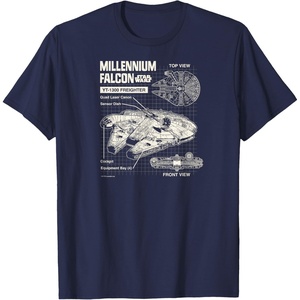 image:imageStar Wars  Millennium Falcon Schematic TShirtNavy Blue