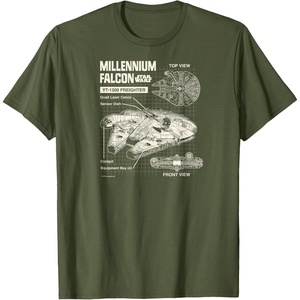 image:imageStar Wars  Millennium Falcon Schematic TShirtOlive Green