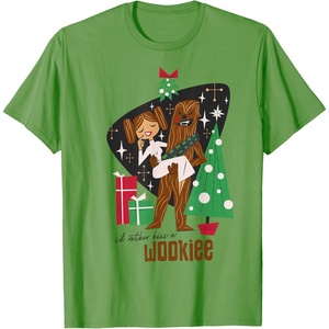 image:imageStar Wars A New Hope Chewbacca And Princess Leia Christmas TShirtGrass Green