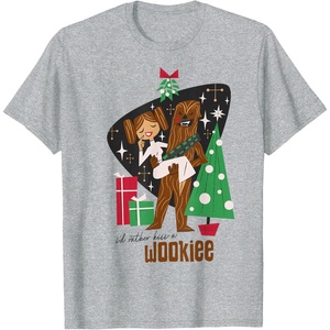 image:imageStar Wars A New Hope Chewbacca And Princess Leia Christmas TShirtHeather Grey